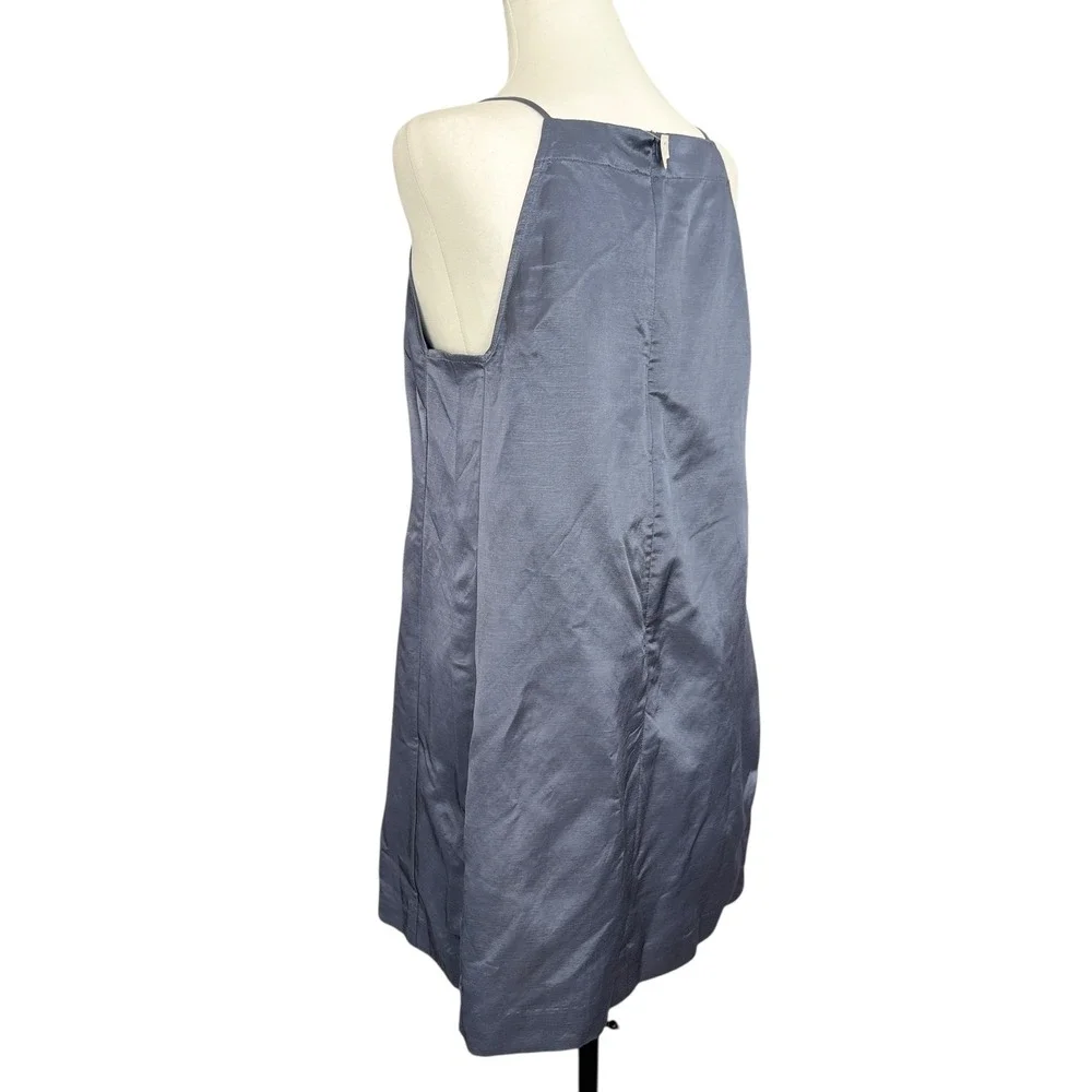 Madewell Gray Slip Dress Spaghetti Strap Square‎ Neck Mini A Line Size 8